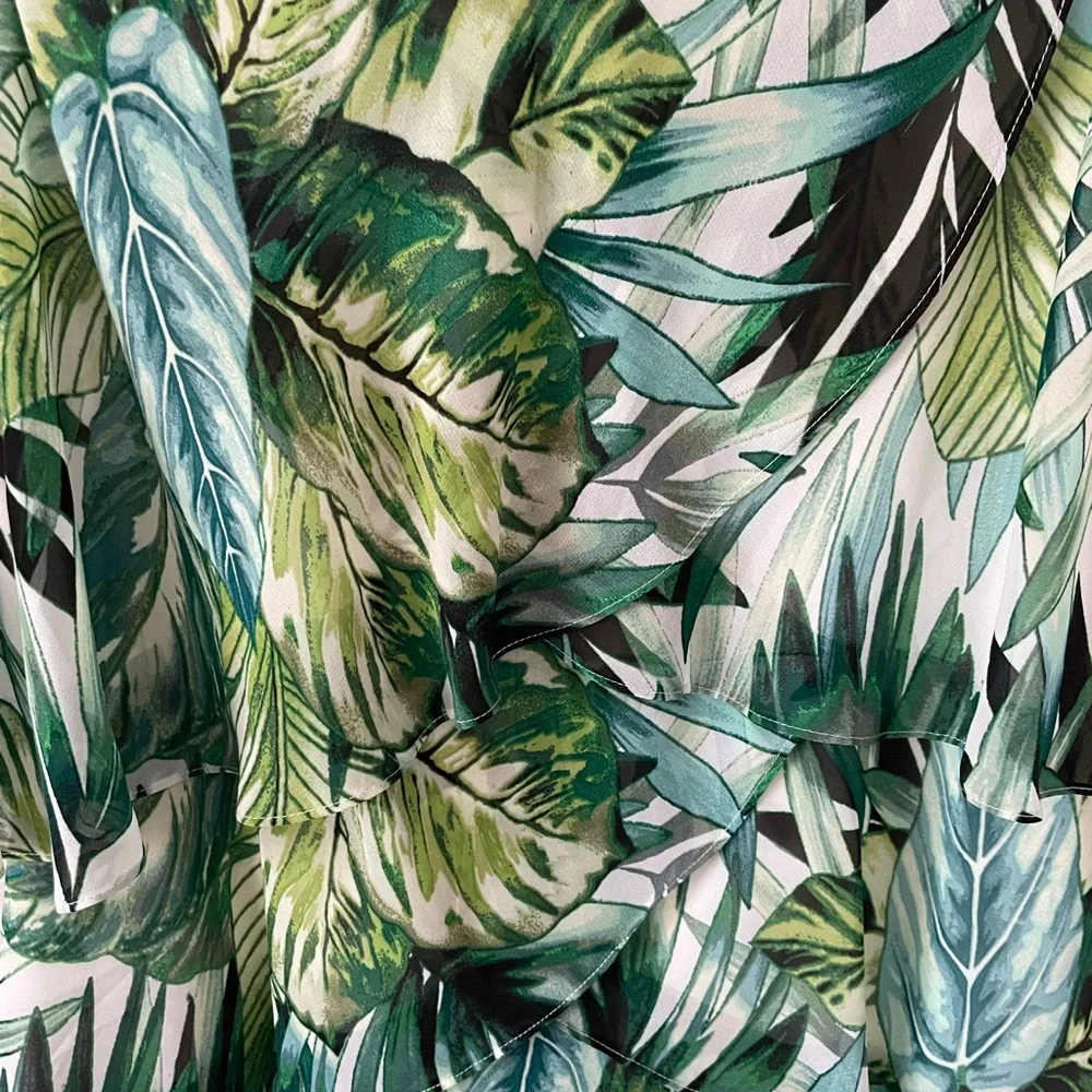 NWT SLNY Palm Print Tiered Dress, Size 10